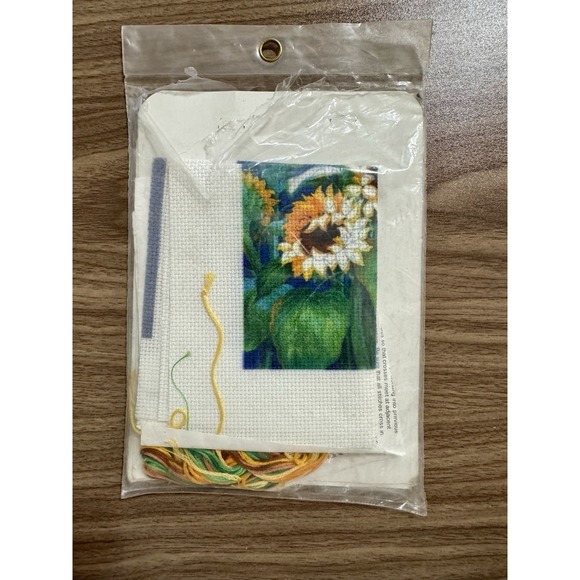 Vtg Dimensions Harvest Of Gold No Count Cross Stitch Kit 5"x7" Sunflowers #6685 - Picture 3 of 8